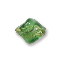 Bead, Japanese Sassoon Lampwork Glass, 19x16mm Twisted Shape bead with goldfoil centers encased in transparent glass - Light Emerald (Hole Size 1.6mm)