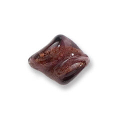 Bead, Japanese Sassoon Lampwork Glass, 19x16mm Twisted Shape bead with goldfoil centers encased in transparent glass - Amethyst (Hole Size 1.6mm)