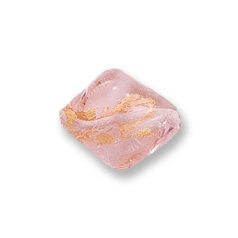 Bead, Japanese Sassoon Lampwork Glass, 19x16mm Twisted Shape bead with goldfoil centers encased in transparent glass - Rosaline (Hole Size 1.6mm)