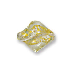 Bead, Japanese Sassoon Lampwork Glass, 19x16mm Twisted Shape bead with goldfoil centers encased in transparent glass - Crystal (Hole Size 1.6mm)