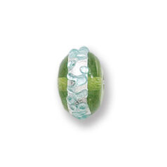 Bead, Japanese Sassoon Lampwork Glass, 12x8mm Wheel shape with Silverfoil chips on Peridot color (Hole Size 1.6mm)