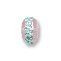 Bead, Japanese Sassoon Lampwork Glass, 12x8mm Wheel shape with Silverfoil chips on Rosaline color (Hole Size 1.6mm)