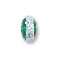 Bead, Japanese Sassoon Lampwork Glass, 12x8mm Wheel shape with Silverfoil chips on Teal color (Hole Size 1.6mm)