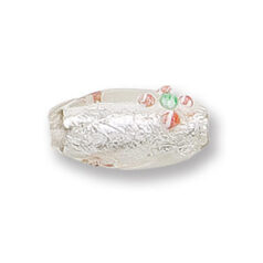 Bead, Japanese Sassoon Lampwork Glass, 19x10mm Oval bead with Silverfoil and flowers - Crystal (Hole Size 1.6mm)