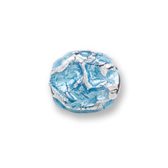 Bead, Japanese Sassoon Lampwork Glass, 16x14x8mm Oval Aqua Color Bead with Silverfoil Drizzle (Hole Size 1.6mm)