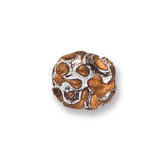Bead, Japanese Sassoon Lampwork Glass, 16x14x8mm Oval Amber Color Bead with Silverfoil (Hole Size 1.6mm)