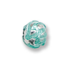 Bead, Japanese Sassoon Lampwork Glass, 10mm Round Light Green color bead with Silverfoil Drizzle (Hole Size 1.6mm)