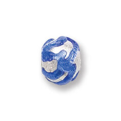 Bead, Japanese Sassoon Lampwork Glass, 10mm Round Sapphire color bead with Silverfoil Drizzle (Hole Size 1.6mm)
