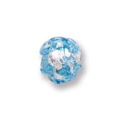Bead, Japanese Sassoon Lampwork Glass, 10mm Round Aqua color bead with Silverfoil Drizzle (Hole Size 1.6mm)
