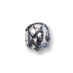 Bead, Japanese Sassoon Lampwork Glass, 10mm Round Black color bead with Silverfoil Drizzle (Hole Size 1.6mm)