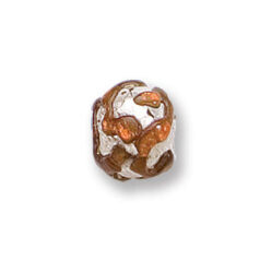 Bead, Japanese Sassoon Lampwork Glass, 10mm Round Amber color bead with Silverfoil Drizzle (Hole Size 1.6mm)