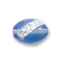 Bead, Japanese Sassoon Lampwork Glass, 16x12mm Oval bead with Silverfoil chips - Light Sapphire (Hole Size 1.6mm)