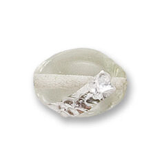 Bead, Japanese Sassoon Lampwork Glass, 16x12mm Oval bead with Silverfoil chips - Crystal (Hole Size 1.6mm)