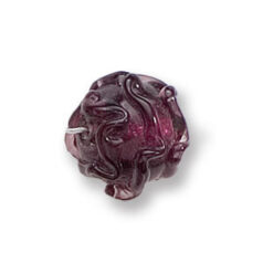 Bead, Japanese Sassoon Lampwork Glass, 12mm Round with Silverfoil and waves pattern - Amethyst (Hole Size 1.6mm)