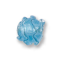 Bead, Japanese Sassoon Lampwork Glass, 12mm Round with Silverfoil and waves pattern - Light Blue Aqua (Hole Size 1.6mm)
