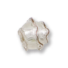 Bead, Japanese Sassoon Lampwork Glass, 12mm Round with Silverfoil and waves pattern - Crystal (Hole Size 1.6mm)