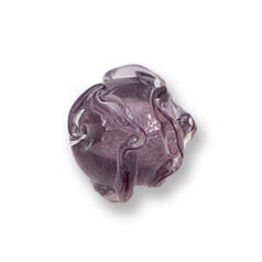 Bead, Japanese Sassoon Lampwork Glass, 12mm Round with Silverfoil and waves pattern - Light Amethyst (Hole Size 1.6mm)