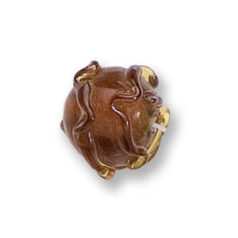 Bead, Japanese Sassoon Lampwork Glass, 12mm Round with Silverfoil and waves pattern - Amber (Hole Size 1.6mm)