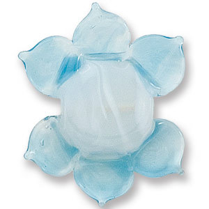 Pendant, Japanese Sassoon Lampwork Glass, 30mm Flower with Multi Colour - White/Light Blue (Hole Size 1.6mm)