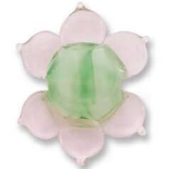 Pendant, Japanese Sassoon Lampwork Glass, 30mm Flower with Multi Colour - Light Green/Pink (Hole Size 1.6mm)