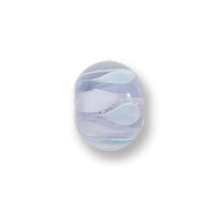 Bead, Japanese Sassoon Lampwork Glass, 9x12mm Rondelle with Drop and stripe patterns - Violet/Pale Blue (Hole Size 1.4mm)