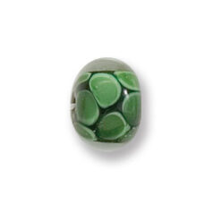 Bead, Japanese Sassoon Lampwork Glass, 9x13mm Rondelle - Black color with Olive Green Dots (Hole Size 1.4mm)