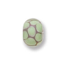 Bead, Japanese Sassoon Lampwork Glass, 9x13mm Rondelle - Mauve color with Pale Green Dots (Hole Size 1.4mm)