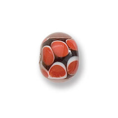 Bead, Japanese Sassoon Lampwork Glass, 9x13mm Rondelle - Black color with Red Dots (Hole Size 1.4mm)