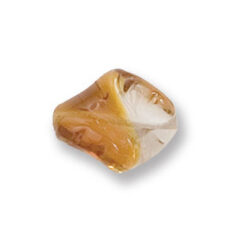 Bead, Japanese Sassoon Lampwork Glass, 16x14mm Spiral Two-Tone - Topaz/Crystal (Hole Size 1.7mm)