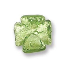 Bead, Japanese Sassoon Lampwork Glass, 18mm Clover Bead with Silverfoil - Peridot (Hole Size 2mm)