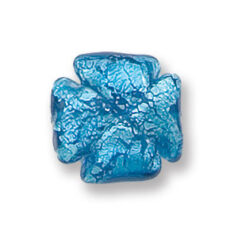 Bead, Japanese Sassoon Lampwork Glass, 18mm Clover Bead with Silverfoil - Sapphire (Hole Size 2mm)