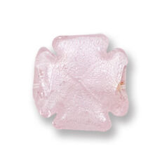 Bead, Japanese Sassoon Lampwork Glass, 18mm Clover Bead with Silverfoil - Pink (Hole Size 2mm)