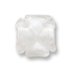 Bead, Japanese Sassoon Lampwork Glass, 18mm Clover Bead with Silverfoil - Crystal (Hole Size 2mm)