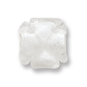 Bead, Japanese Sassoon Lampwork Glass, 18mm Clover Bead with Silverfoil - Crystal (Hole Size 2mm)