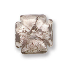 Bead, Japanese Sassoon Lampwork Glass, 18mm Clover Bead with Silverfoil - Grey (Hole Size 2mm)