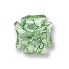 Bead, Japanese Sassoon Lampwork Glass, 18mm Clover Bead with Silverfoil - Chartreuse (Hole Size 2mm)