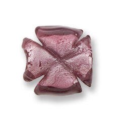 Bead, Japanese Sassoon Lampwork Glass, 18mm Clover Bead with Silverfoil - Amethyst (Hole Size 2mm)