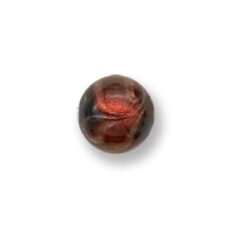 Bead, Japanese Sassoon Lampwork Glass, 10mm Round Bead with Silverfoil and Blacktip - Dark Topaz (Hole Size 1.7mm)