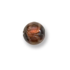 Bead, Japanese Sassoon Lampwork Glass, 10mm Round Bead with Silverfoil and Blacktip - Light Topaz (Hole Size 1.7mm)