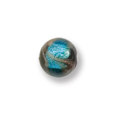 Bead, Japanese Sassoon Lampwork Glass, 10mm Round Bead with Silverfoil and Blacktip - Blue Aqua (Hole Size 1.7mm)
