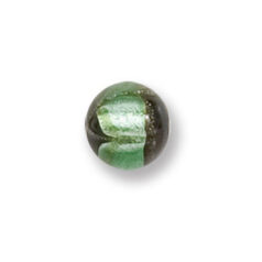 Bead, Japanese Sassoon Lampwork Glass, 10mm Round Bead with Silverfoil and Blacktip - Pale Green (Hole Size 1.7mm)