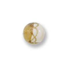 Bead, Japanese Sassoon Lampwork Glass, 10mm Round with Goldlace and Two-Tone Colors - Light Topaz/White (Hole Size 1.7mm)