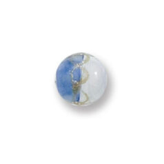 Bead, Japanese Sassoon Lampwork Glass, 10mm Round with Goldlace and Two-Tone Colors - Light Blue/White (Hole Size 1.7mm)