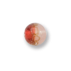 Bead, Japanese Sassoon Lampwork Glass, 10mm Round with Goldlace and Two-Tone Colors - Red/Pink (Hole Size 1.7mm)