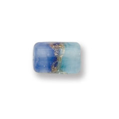 Bead, Japanese Sassoon Lampwork Glass, 12x8mm Tube with Goldlace and Two-Tone Colors - Blue/Light Blue (Hole Size 1.7mm)