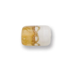 Bead, Japanese Sassoon Lampwork Glass, 12x8mm Tube with Goldlace and Two-Tone Colors - Light Topaz/White (Hole Size 1.7mm)