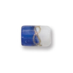 Bead, Japanese Sassoon Lampwork Glass, 12x8mm Tube with Goldlace and Two-Tone Colors - Light Blue/White (Hole Size 1.7mm)