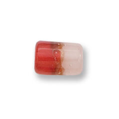 Bead, Japanese Sassoon Lampwork Glass, 12x8mm Tube with Goldlace and Two-Tone Colors - Red/Pink (Hole Size 1.7mm)