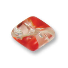 Bead, Japanese Sassoon Lampwork Glass, 20x17mm with a swirl of silverfoil in the center and bright color edges - Red (Hole Size 1.7mm)