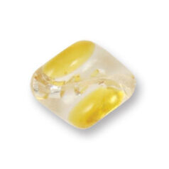 Bead, Japanese Sassoon Lampwork Glass, 20x17mm with a swirl of silverfoil in the center and bright color edges - Topaz (Hole Size 1.7mm)